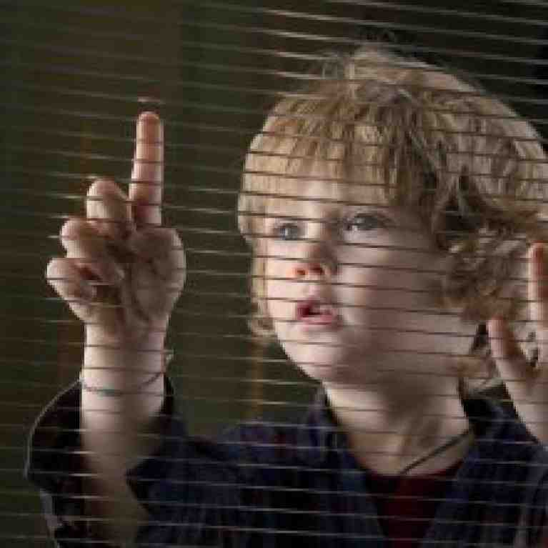 With venetian blinds